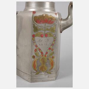 Erntekanne mit Bemalung Zinn