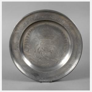 Große Zinngedenkplatte