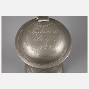 Norddeutscher Innungskrug eines Fleischhauers Zinn