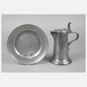 Schnabelkanne und Zinnteller