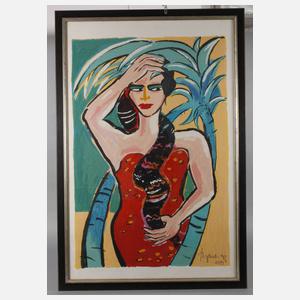 Elvira Bach, Frau vor Palmen