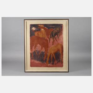 G. Kirchner, Grasende Pferde