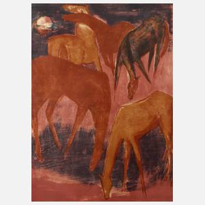 G. Kirchner, Grasende Pferde