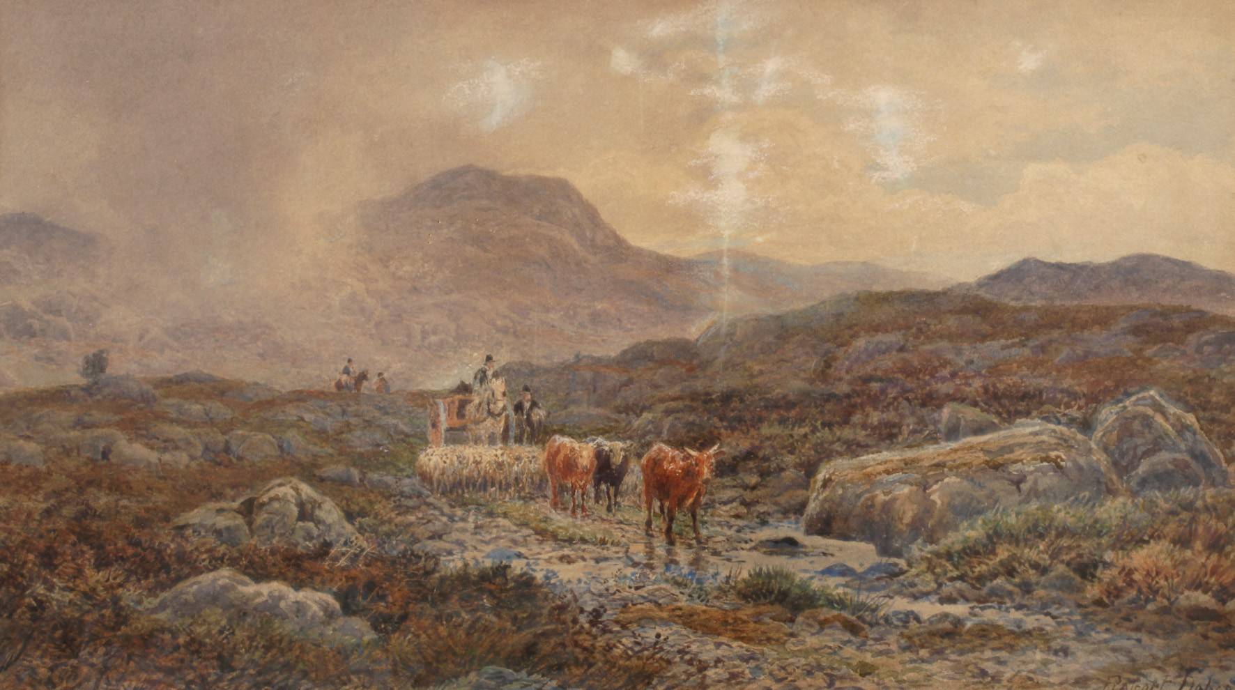 Robert Dobsen, Landschaft mit Viehherde