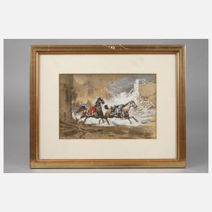 Heinrich Winter, attr., Durchbrechende Pferde