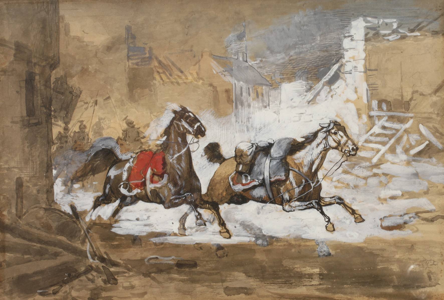 Heinrich Winter, attr., Durchbrechende Pferde
