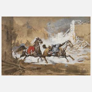 Heinrich Winter, attr., Durchbrechende Pferde