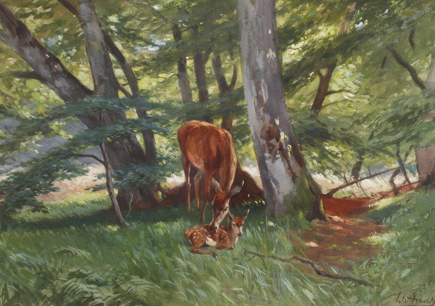 Wilhelm Arnold, Rehe am Waldrand