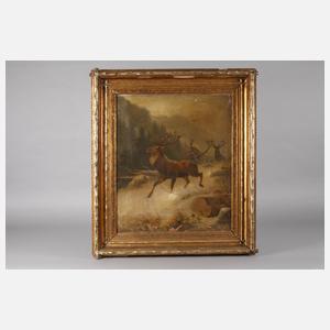 Hermann Pansee, Hirsche in Winterlandschaft