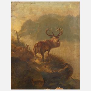 Hermann Pansee, Röhrender Hirsch im Gebirge