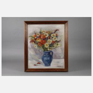 Elfriede Mäckel, Sommerblumen in blauer Vase