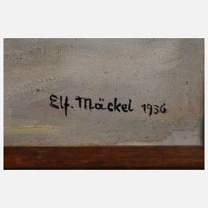 Elfriede Mäckel, Sommerblumen in blauer Vase