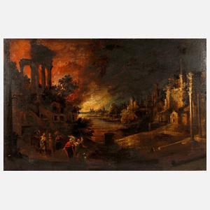 Lot und seine Töchter entfliehen dem brennenden Sodom