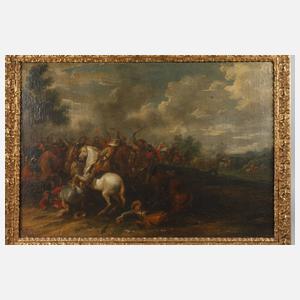 Paar Schlachtenszenen, Jacques Courtois attr.