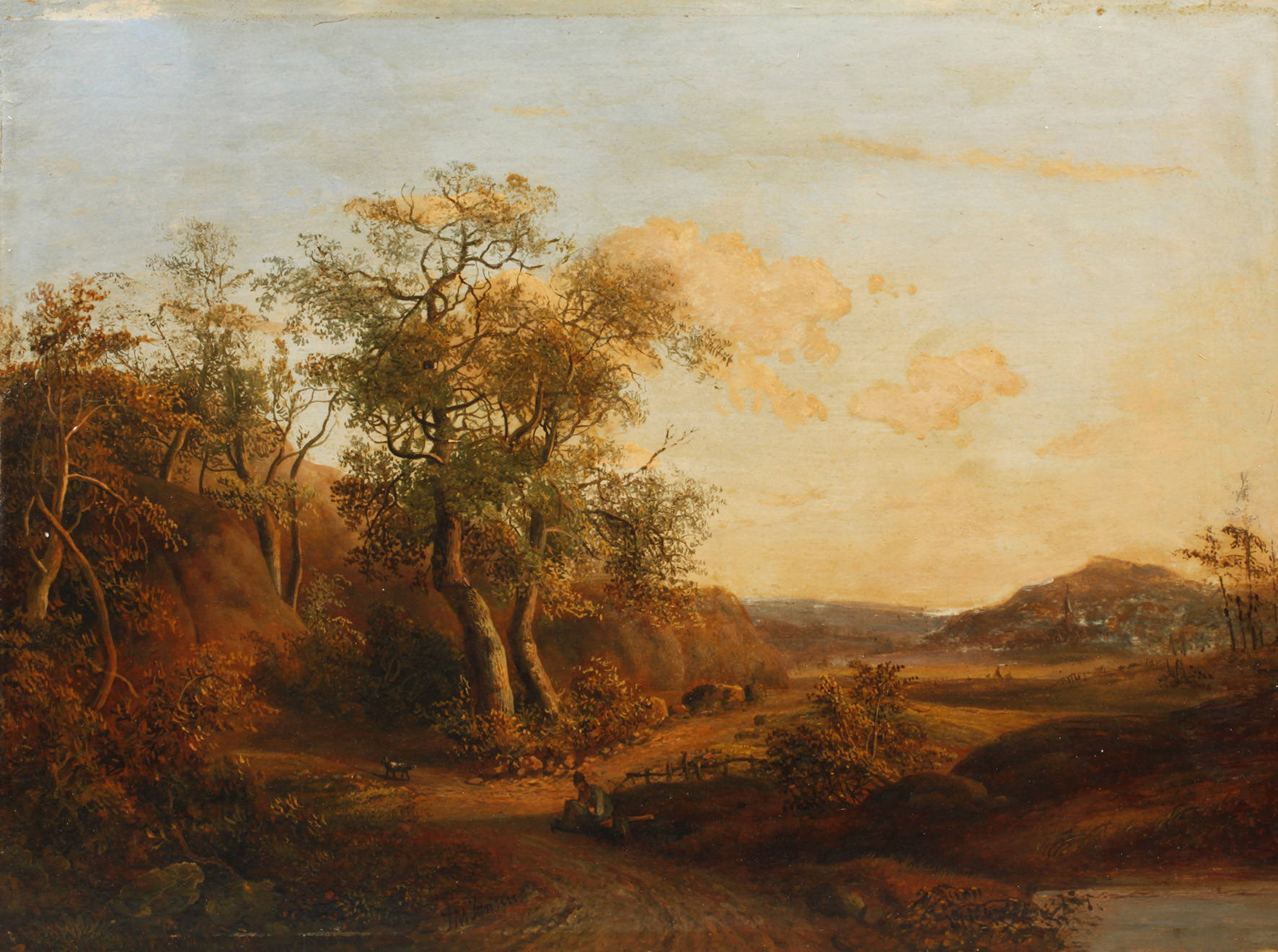 Johannes Maurisz Jansen, Rastender Wanderer in Herbstlandschaft