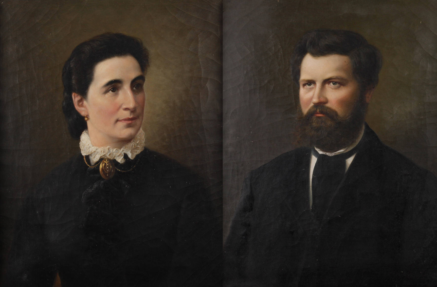 Portraitpendants eines Ehepaars