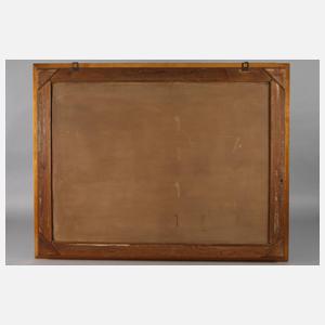 O. Anger, Bauernhaus hinter blühenden Bäumen