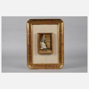 G. Arnold, Bäuerin in hellblauem Kleid