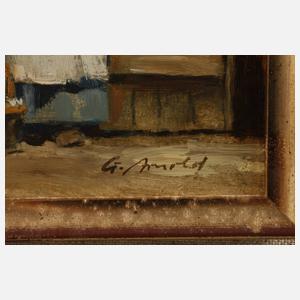 G. Arnold, Bäuerin in hellblauem Kleid