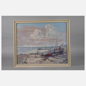 W. Bergmann, Schiffe am Strand