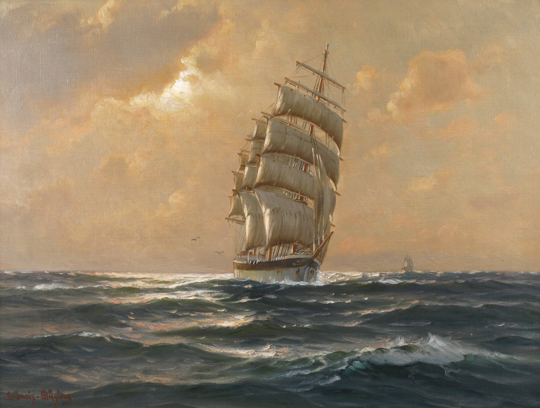 Martin Franz Glüsing, Dreimaster auf See