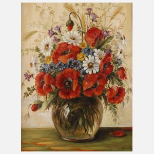 W. Heinz, Feldblumenstillleben mit Mohn
