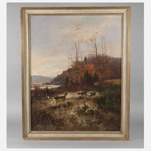 L. Heyder, Waldlichtung mit Rehen