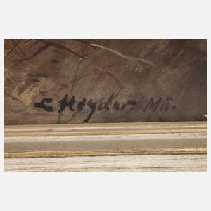 L. Heyder, Waldlichtung mit Rehen