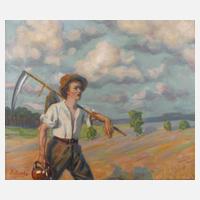 Bruno Jacobs, Erntelandschaft mit Bauern111