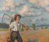 Bruno Jacobs, Erntelandschaft mit Bauern