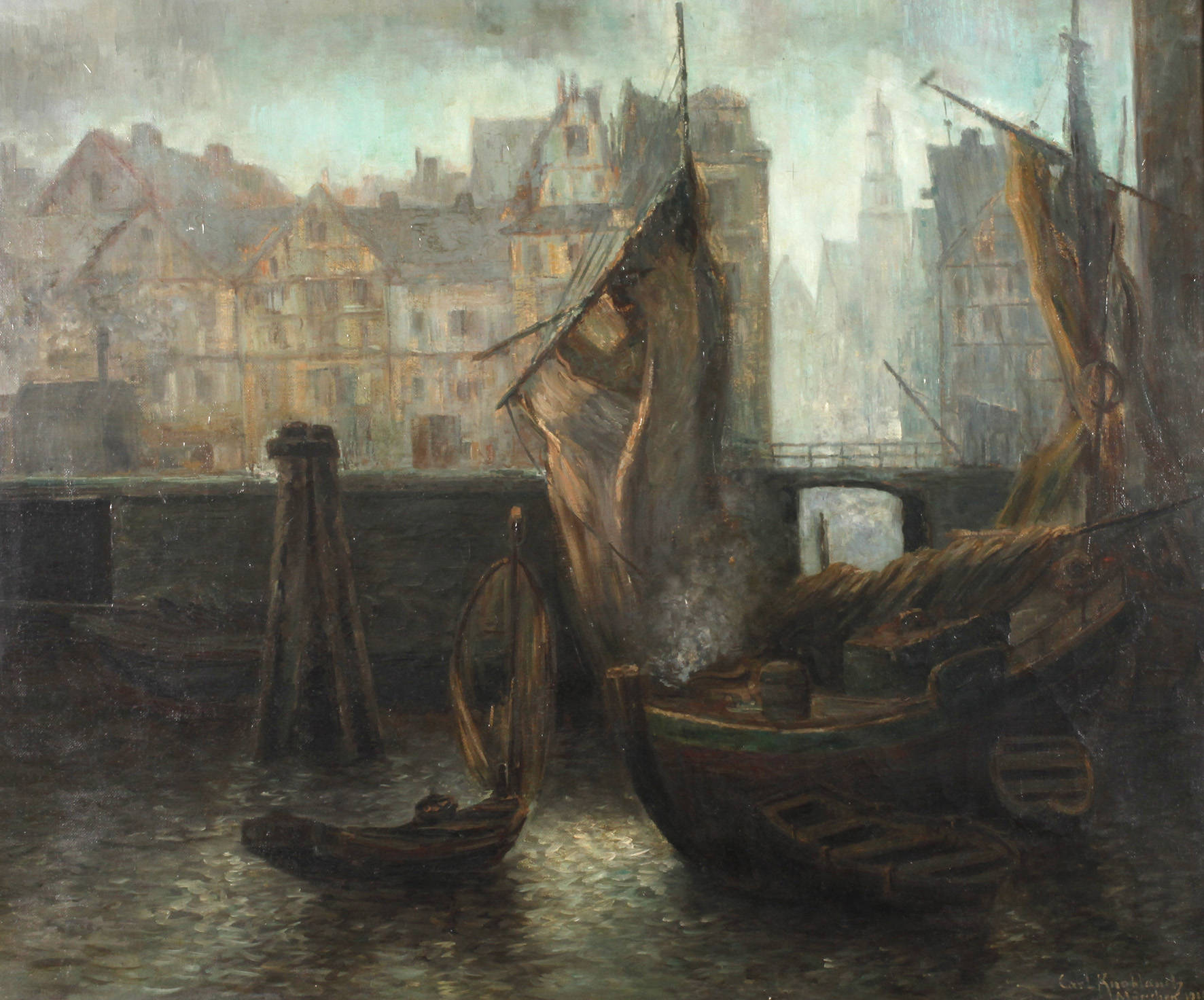 Carl Knoblauch, Abendliche Hafenansicht