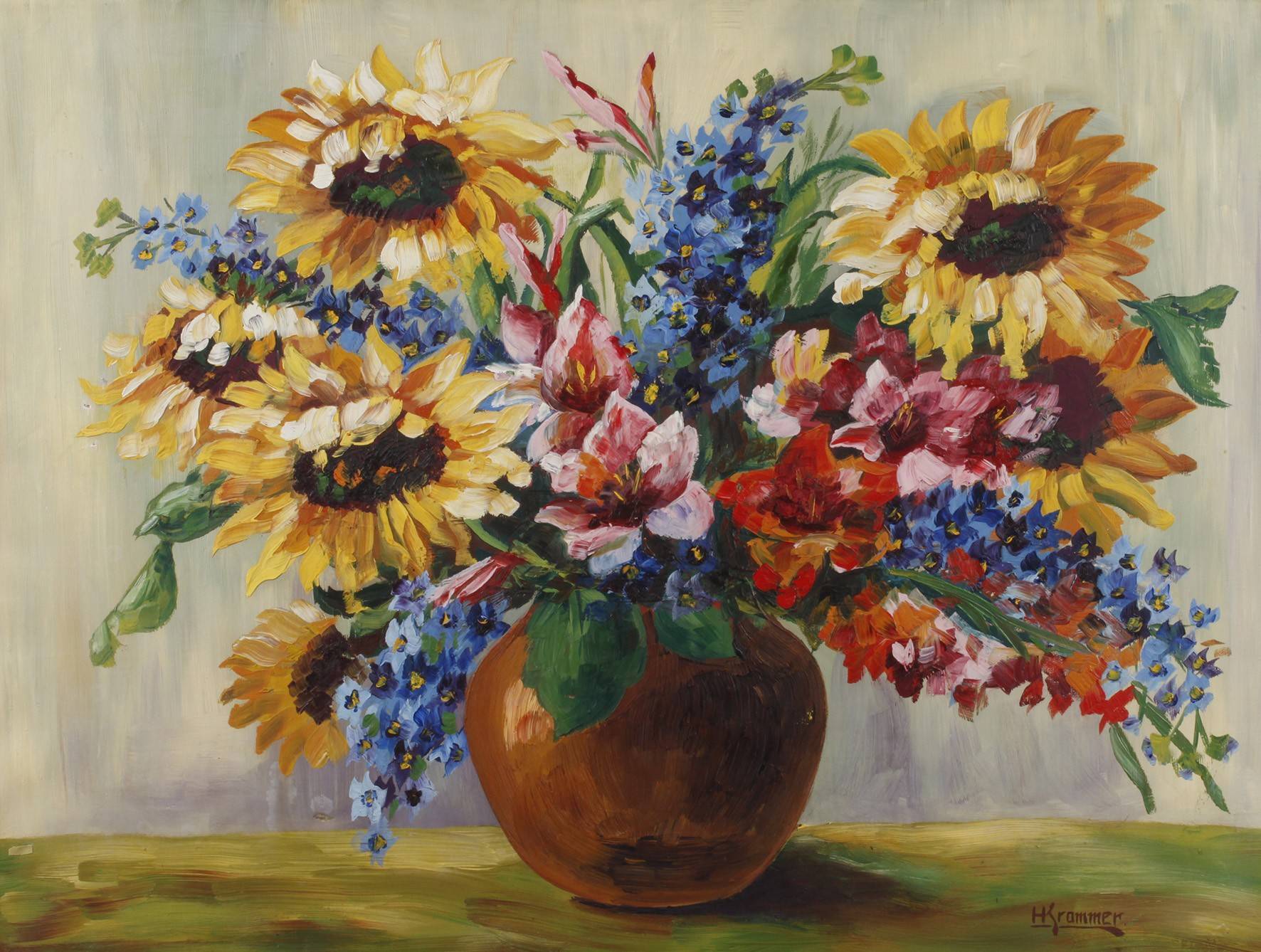 H. Krammer, Sommerblumenstillleben