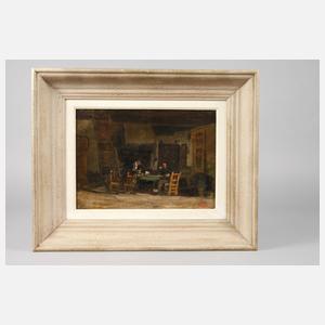 Geo Poggenbeek, attr., Dörfliche Stube mit Kamin