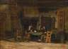 Geo Poggenbeek, attr., Dörfliche Stube mit Kamin