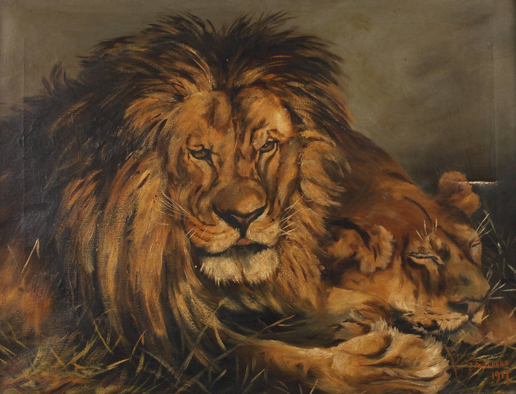 J. Pritchard, Ruhende Löwen