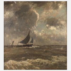 Leopold Schönchen, Segelboote im aufziehenden Sturm