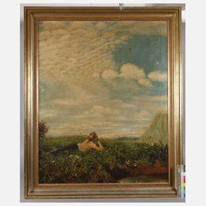 H. Simon, Sinnende Dame im Gras