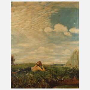 H. Simon, Sinnende Dame im Gras