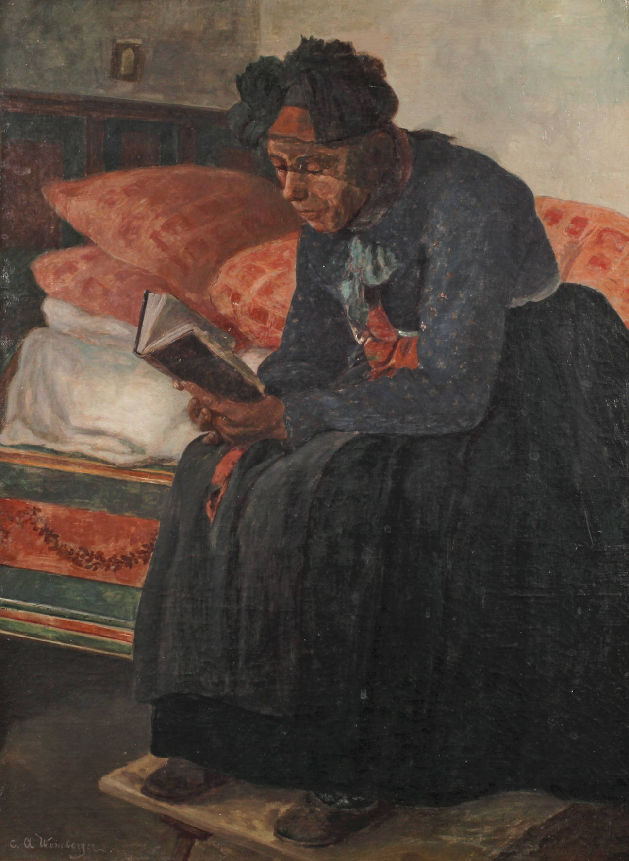 Weinberger, Lesende Bäuerin