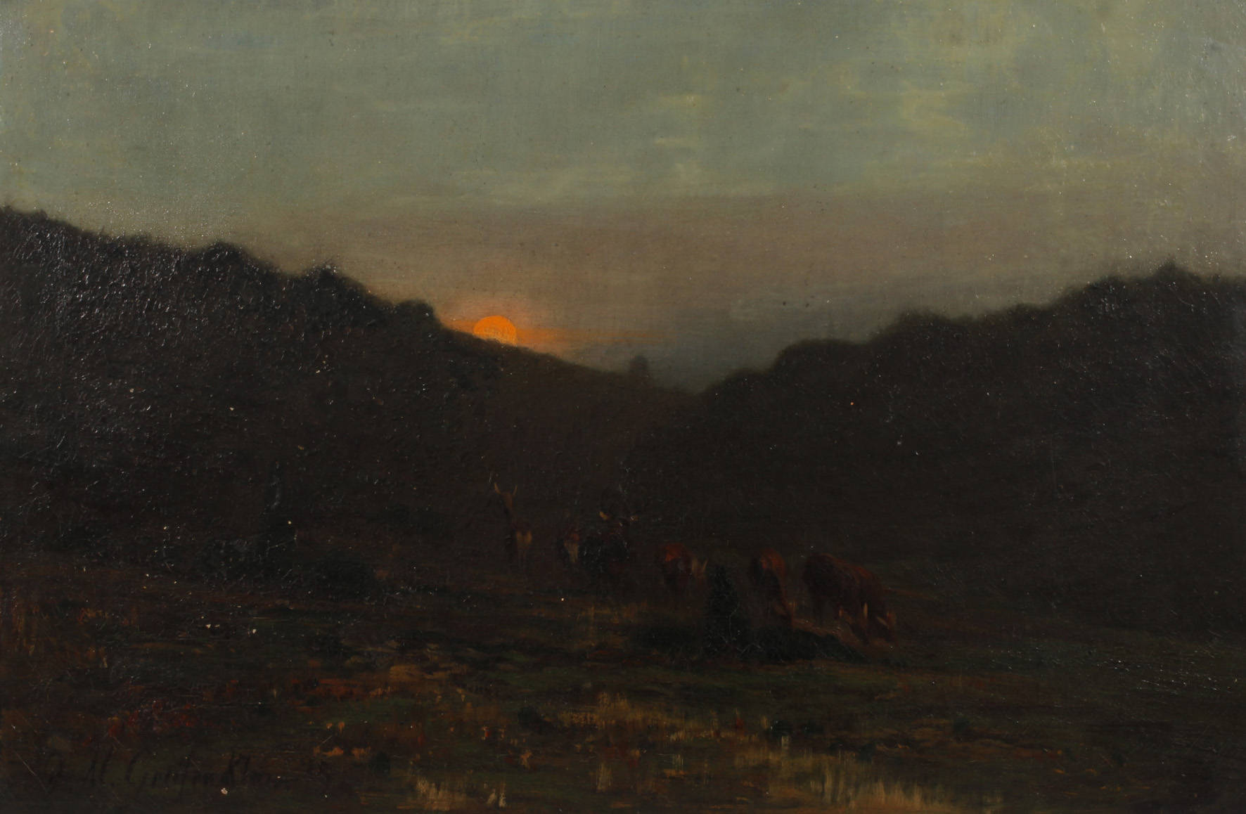 Nachtstück mit Rehen