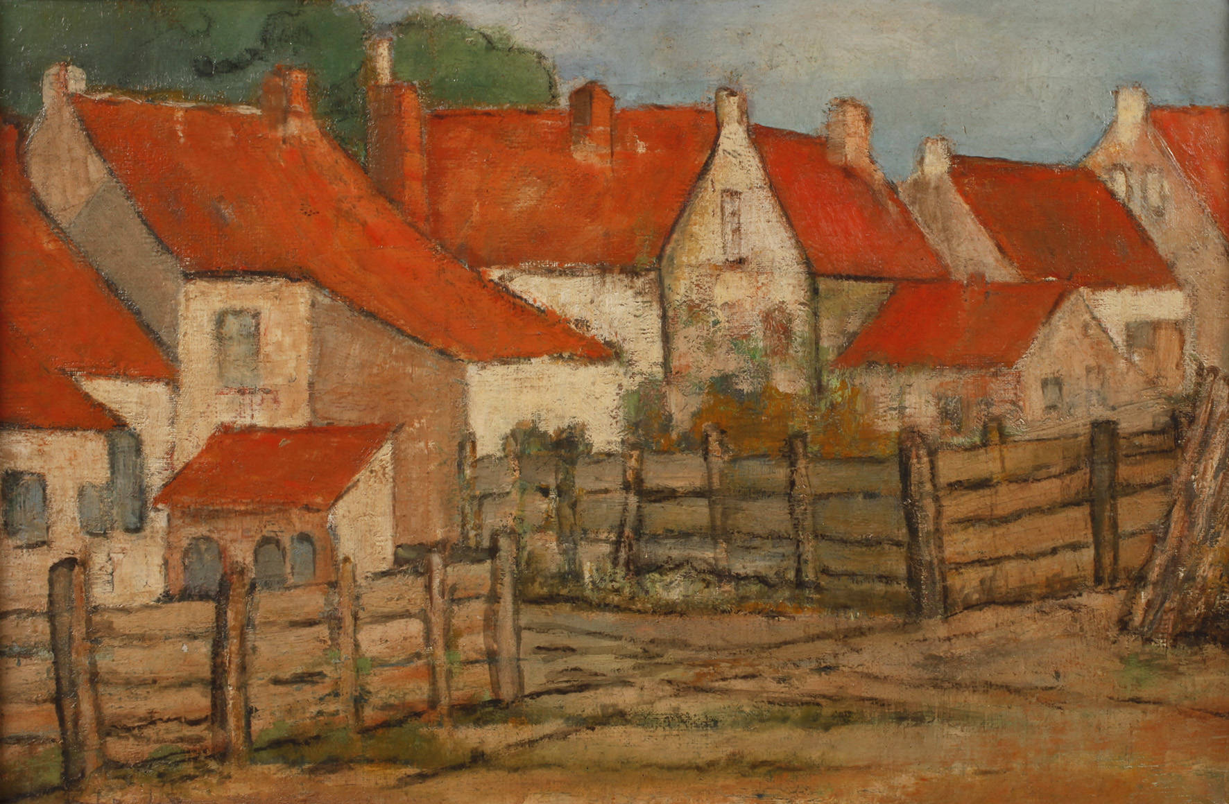 Sonnige Dorflandschaft