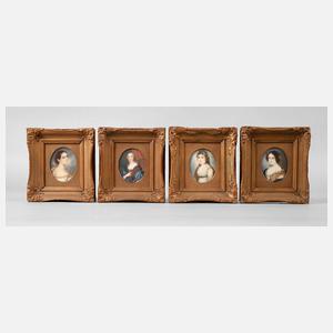 Vier Elfenbeinminiaturen