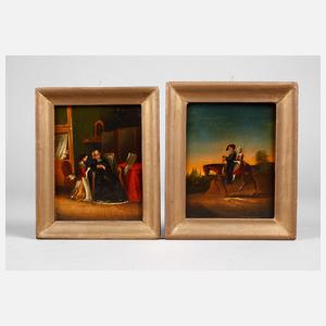 Zwei Miniaturen auf Blech