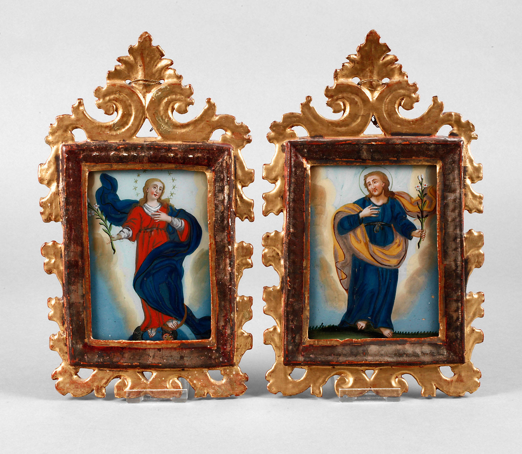 Paar barocke Hinterglasbilder