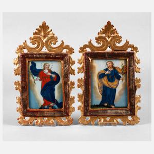 Paar barocke Hinterglasbilder
