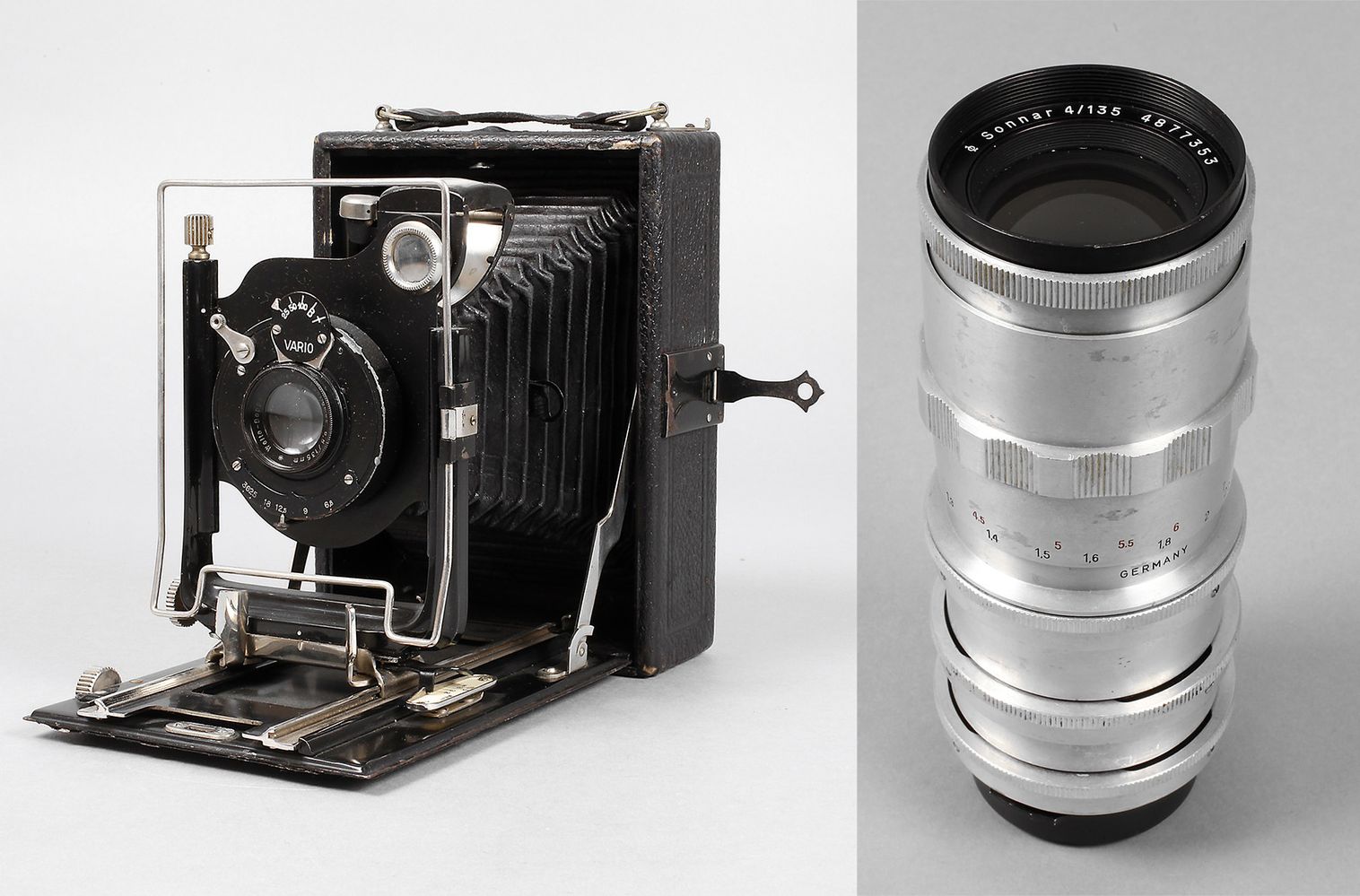 Plattenkamera und Objektiv