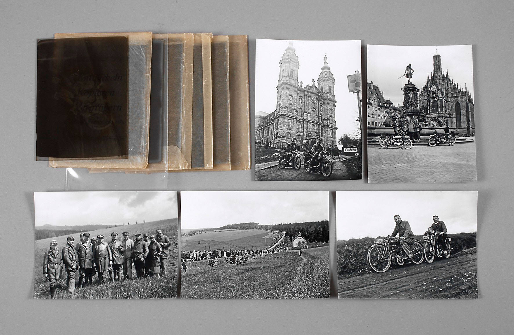 Sieben Fotoglasnegativplatten