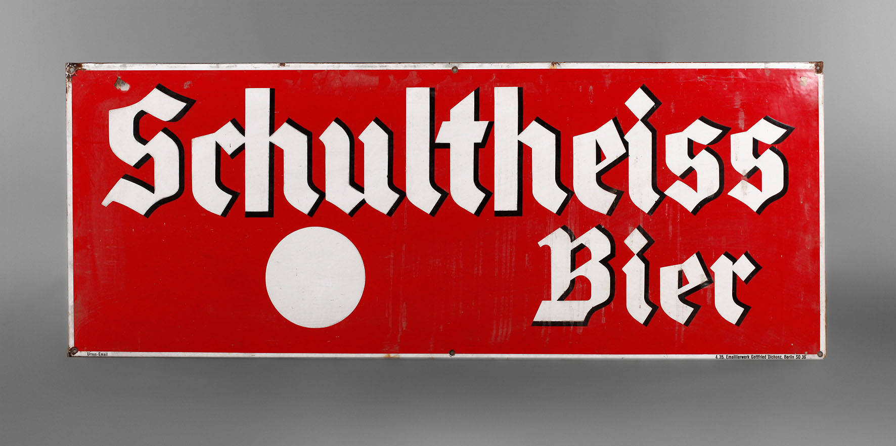 Großes Emailschild Schultheiss