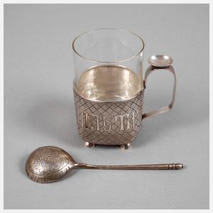 Russland Teeglashalter und Löffel