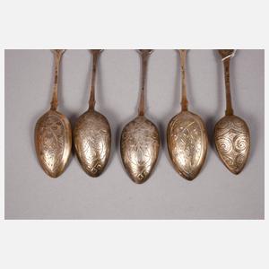 Fünf russische Silberlöffel